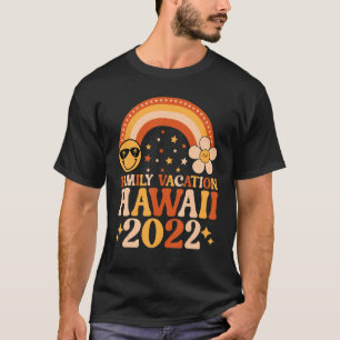 Camiseta Férias Familiares Havaí 2022 Retro Groovy Rainbow