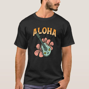 Camiseta Férias Familiares Hawaii Flores Aloha Ukulele