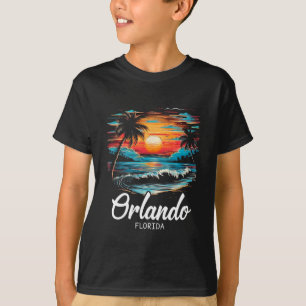Camiseta Férias Familiares Retro Sunset Florida Orlando
