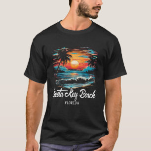 Camiseta Férias Familiares, Retro Sunset Florida Siesta Key