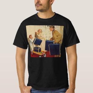 Camiseta Férias Familiares Vintage, Pais, Crianças e Suitca