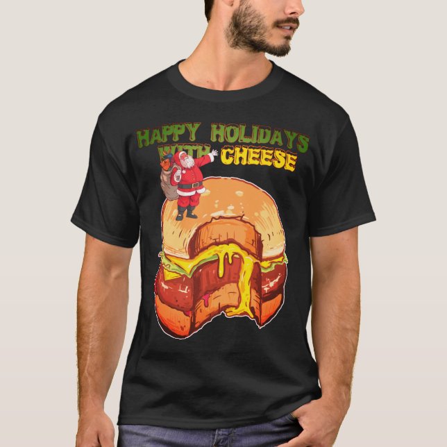 Camiseta Férias Felizes com Queijo, Cheeseburger de Natal (Frente)