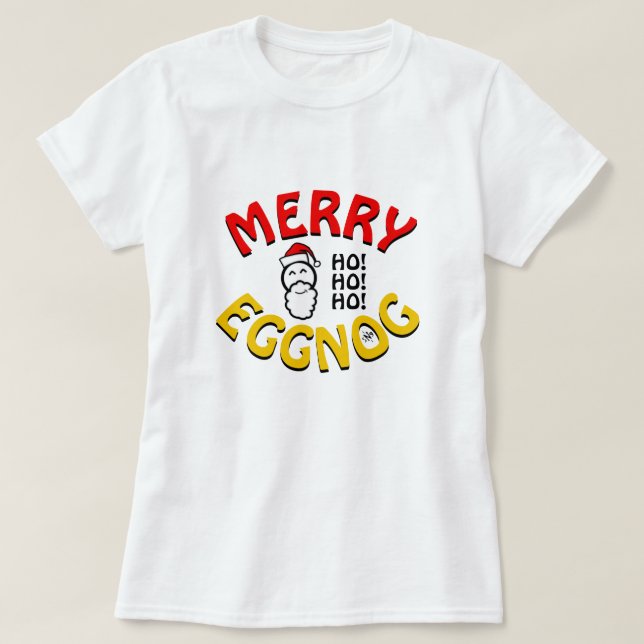 Camiseta Férias Felizes de Eggnog – Piada de Natal com Jogo (Frente do Design)
