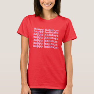 Camiseta Férias Felizes Tipografia Retro em Rosa