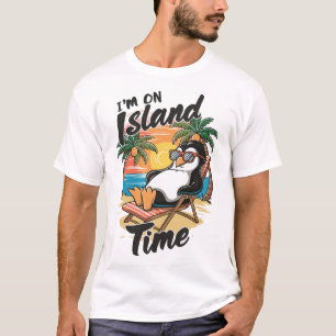 Camiseta Férias na Ilha Viagem Tropical Tempo Relaxar Pingu