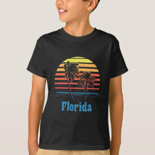 Camiseta Férias na praia das palmeiras do pôr do sol da Fló