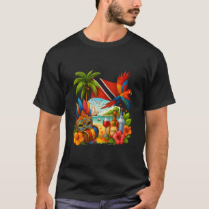 Camiseta Férias no Caribe Trinidad e Togo Bandeira de Trini