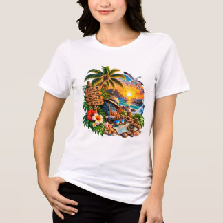 Camiseta Férias no Oceano ao Pôr do Sol