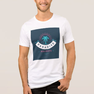 Camiseta Férias no Paraíso Retro Palmeira Azul Marinho Bran