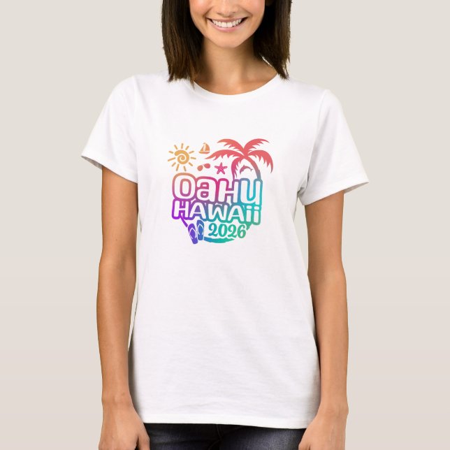 Camiseta Férias ou viagem para Oahu, Havaí em 2026 (Frente)