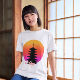 Camiseta Férias Pagoda Sunset de Tóquio