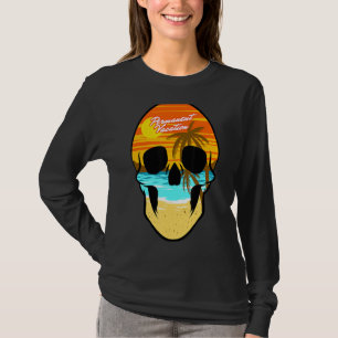 Camiseta Férias Permanentes no crânio Viagem Ocean Beach Su