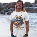 Camiseta Férias Personalizadas da Família Praia Funny Corgi<br><div class="desc">Esta camiseta personalizada engraçada para as férias de verão apresenta um legal córgi em uma camisa no estilo havaiano com arco e óculos de sol jogando pôquer na praia. O "Modo de Férias" diz que está nas cores do pôr do sol. Este gráfico com um filhote fofo foi criado para...</div>