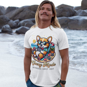 Camiseta Férias Personalizadas da Família Praia Funny Corgi
