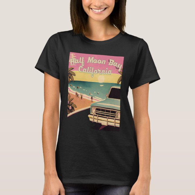 Camiseta Férias Retro Praia de Meia-Lua Souvenir Califo (Frente)