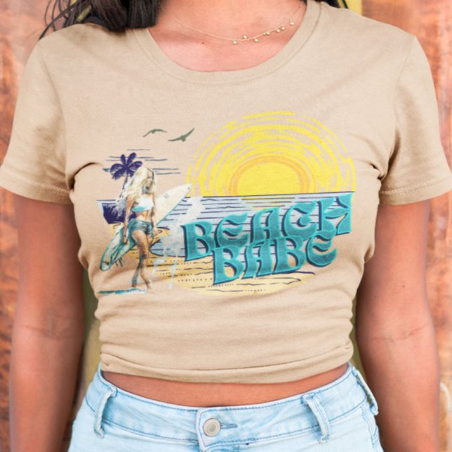 Camiseta Férias Retro Verão de Beach Babe (Beach Babe Retro Summer Vacation T-Shirt
)