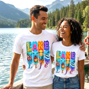 Camiseta Férias Sazonais de Verão Estilo de Vida no Lago