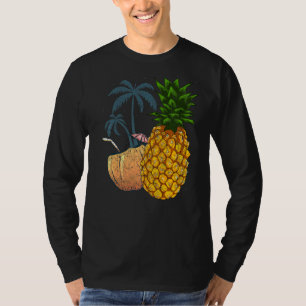 Camiseta Férias Tropicais de Verão de Palmeiras de Fruta de