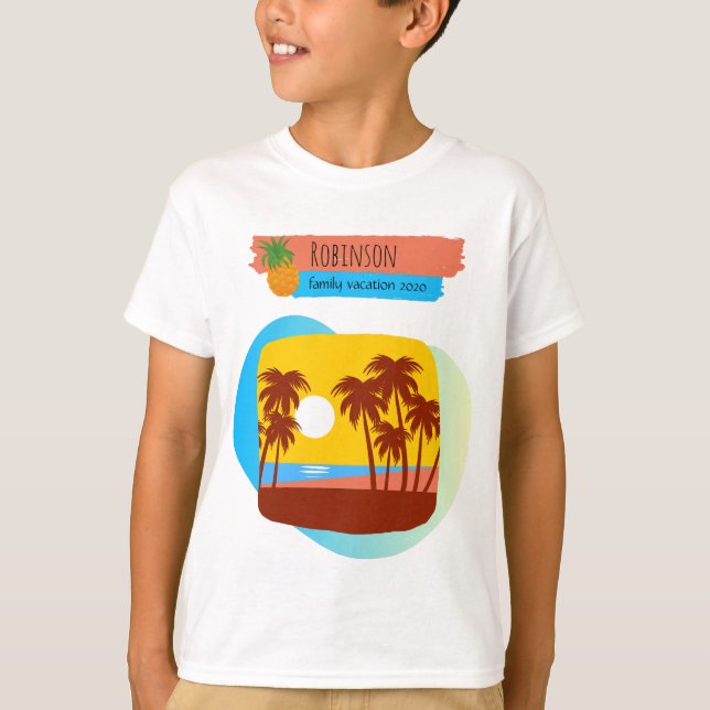 Camiseta Férias Tropicais Familiares Correspondendo ao Souv (Frente)