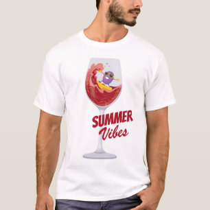 Camiseta Férias Verão Víbias Engraçadas Vinho de Cartoon e