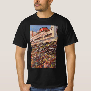 Camiseta Férias Vintage Cruise Ship; Bon Voyage Party!