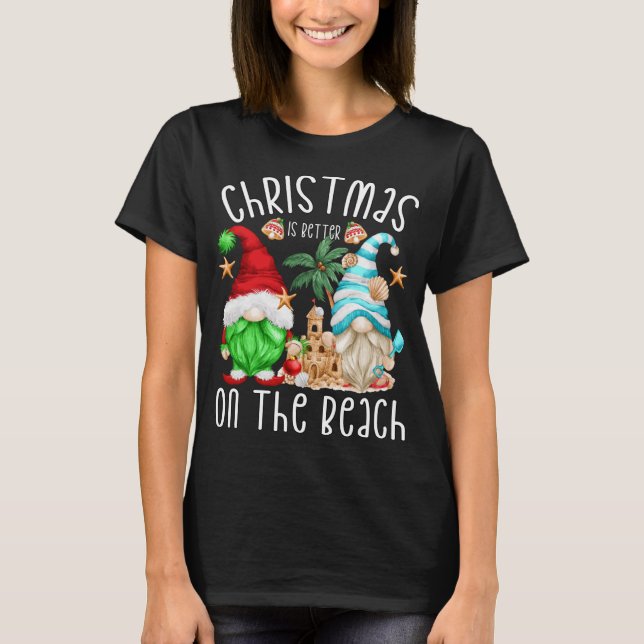 Camiseta Férias Xmas Gnomo Motif Natal Na Praia (Frente)