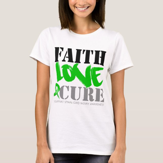 Camiseta Ferimento da medula espinhal Fé Love Cure (Frente)