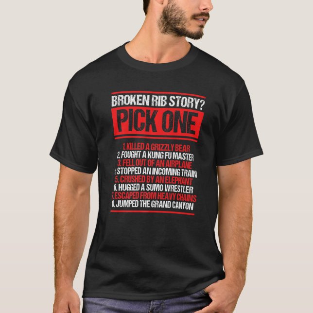 Camiseta Ferimento de Sobrevivência de Costelas Quebradas F (Frente)