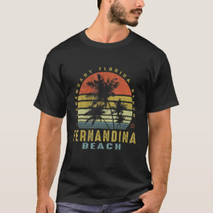 Camiseta Fernandina Beach Retro Palm Sunset Beach Design