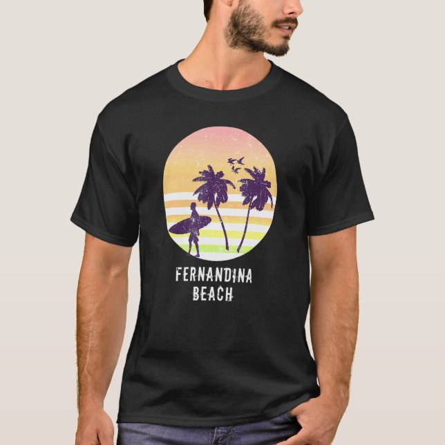 Camiseta Fernandina Beach Surfer Retro (Frente)