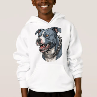 Camiseta Feroz Pit Bull Cinza Azul com Colar de Cadeia com 