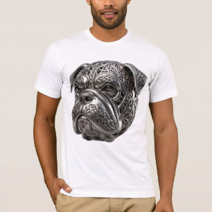 Camiseta Feroz Tótem em Nó de Guerreiro Bulldog Prateado Ce