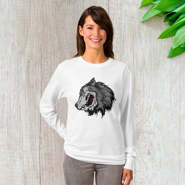 Camiseta Feroz Wolf Head Bold Wild Animal (Criador carregado)