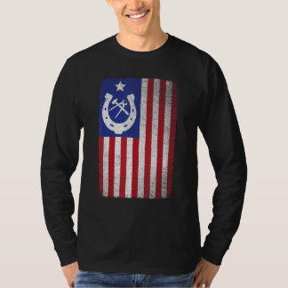 Camiseta Ferrador Bandeira Americana Ferradura Ferrageament