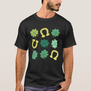 Camiseta Ferradura Sortuda C Dia de São Patrício Trevo Sort