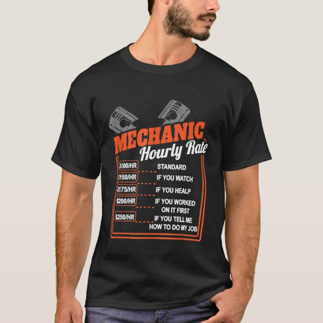 Camiseta Ferramentas de Taxa Horária de Trabalho Mecânica D (Frente)