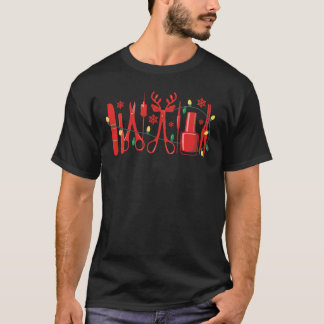 Camiseta Ferramentas de Tecnologia de Unhas de Natal Luzes 