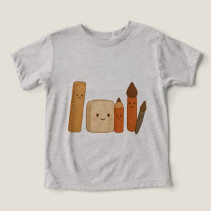 Camiseta Ferramentas escolares adoráveis - Transparente e b