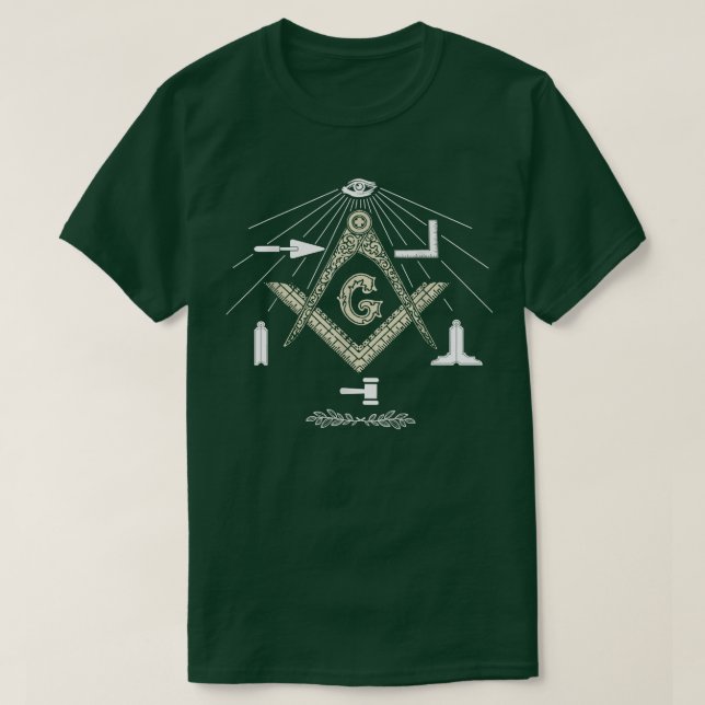 Camiseta Ferramentas Freemason Com Deuses Todos Vendo Olhos (Frente do Design)