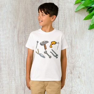 Camiseta Ferramentas manuais Martelo Furadeira Prego e Chav