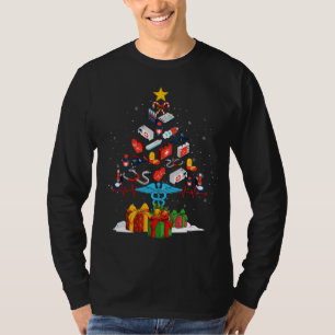 Camiseta Ferramentas Médicas Enfermeira Árvore de Natal RN 