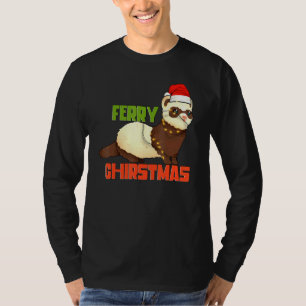 Camiseta Ferret Animal Pet Ferry Natal Santa Hat