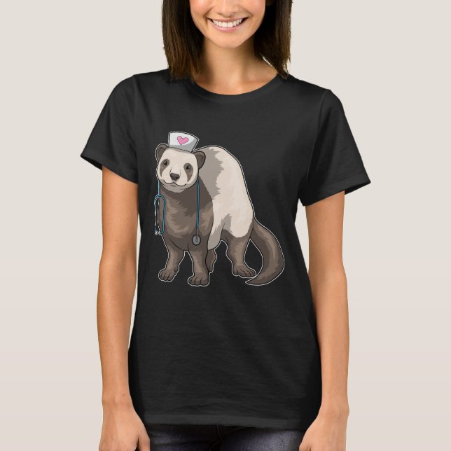 Camiseta Ferret Enfermeira Stethoscope (Frente)