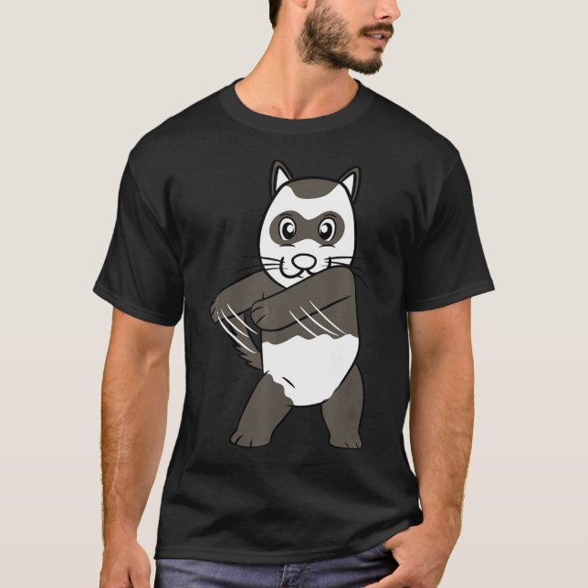Camiseta Ferret Floss Dance Flageando Pet Engraçado (Frente)