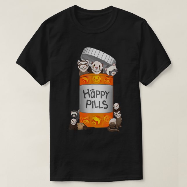 Camiseta Ferret Happy Pills (Frente do Design)