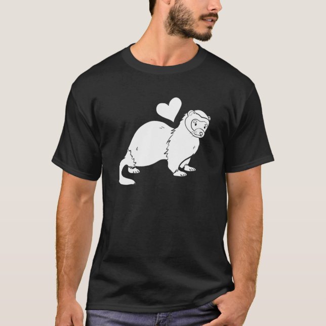Camiseta Ferret Heart - Furry Animal Weasel Ferret (Frente)