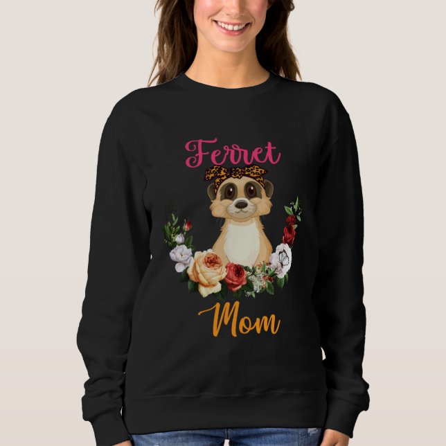 Camiseta Ferret Mom Floral Ferret Bow Tie  Mother s Day (Frente)