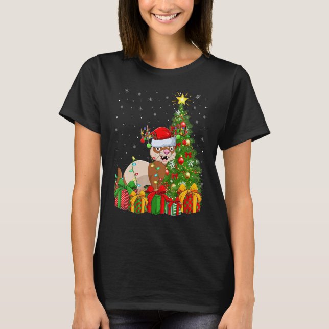 Camiseta Ferret   Xmas Holiday Santa Ferret Christmas Tree (Frente)