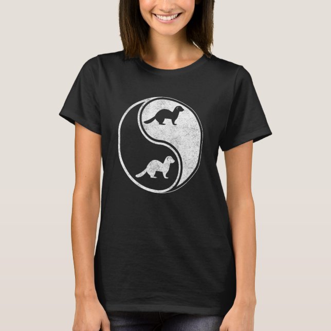 Camiseta Ferret Yin Yang Furões Ventiladores Animais Polecu (Frente)