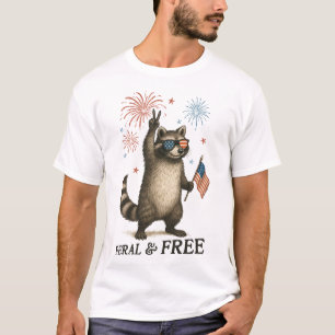 Camiseta Férrimo Mas Livre Fogos De Artifício Feral Raccoon